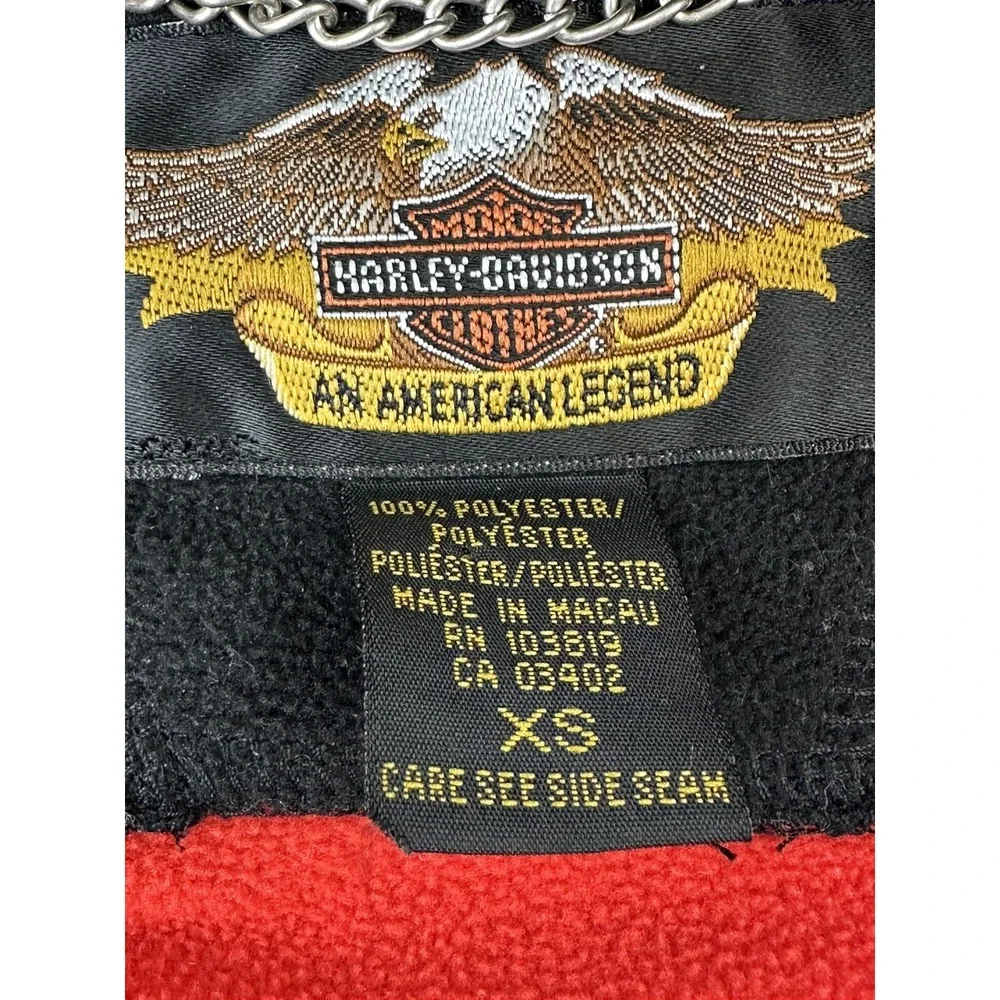 VINTAGE Harley Davidson Fleece Sweater Mens XS Black 3/4 Zip Motorcycle Biker